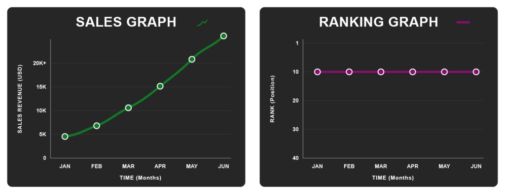 graph Diagram illustrating high business conversions even with modest SEO rankings.